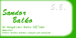 sandor balko business card